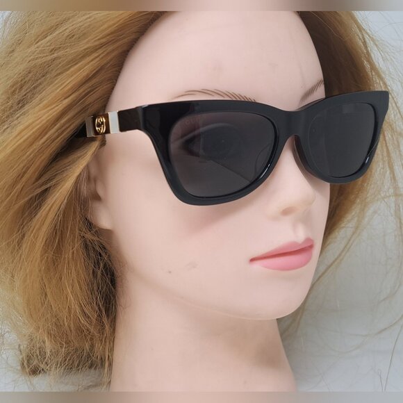Gucci Sunglasses Cat Eye Mother of Pearl Black Gray GG0598S 001 53-18-145 - Picture 9 of 16
